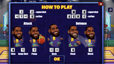 Basketball Stars tutorial screen showing keyboard controls for shooting, jumping, dashing, stealing and blocking